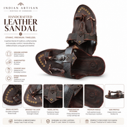 Naral Pan Kolhapuri Chappal for Men | Original Handmade Genuine Leather Sandals by Mikudi
